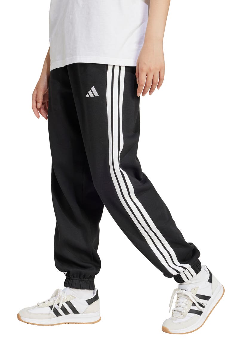 3-Stripes Fleece Sweatpants, Alternate, color, BLACK/ WHITE