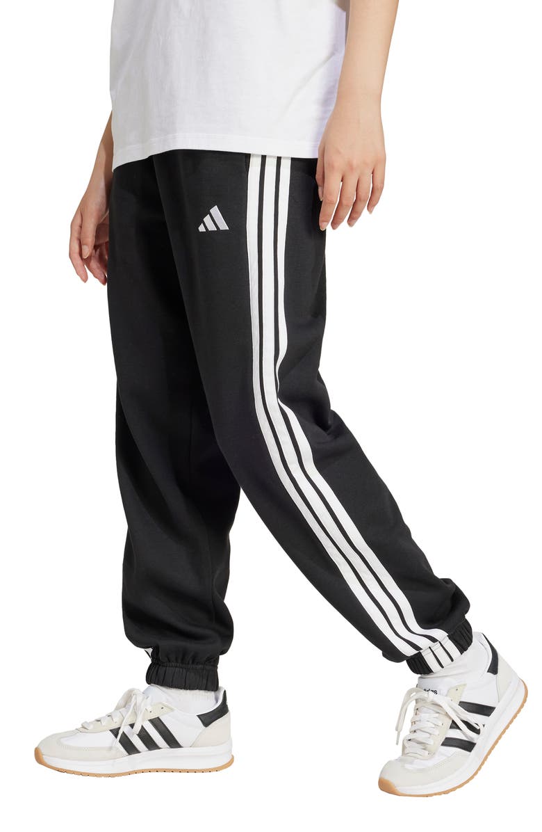 adidas 3-Stripes Fleece Sweatpants, Alternate, color, Black/ White