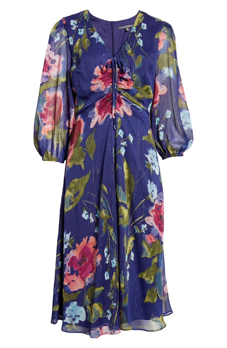 Julia Jordan Floral Ruched Front Midi Dress, Alternate, color, 