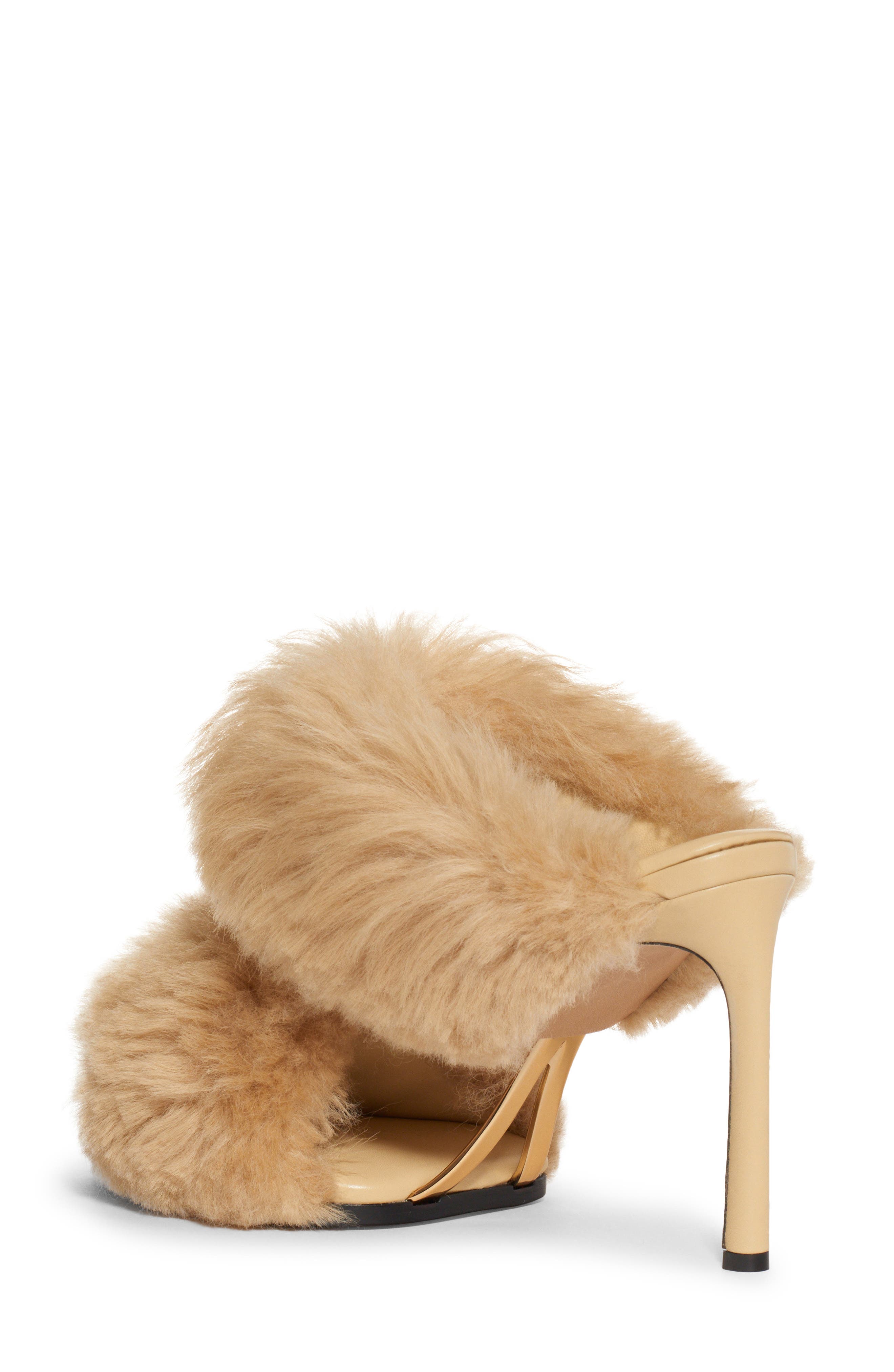 Bottega Veneta Double Strap Genuine Shearling Sandal, Alternate, color, 