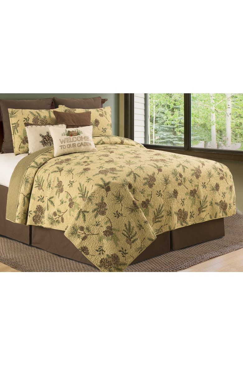 Woodland Retreat Cotton Quilt Set  - Reversible and Machine Washable, Main, color, Brown