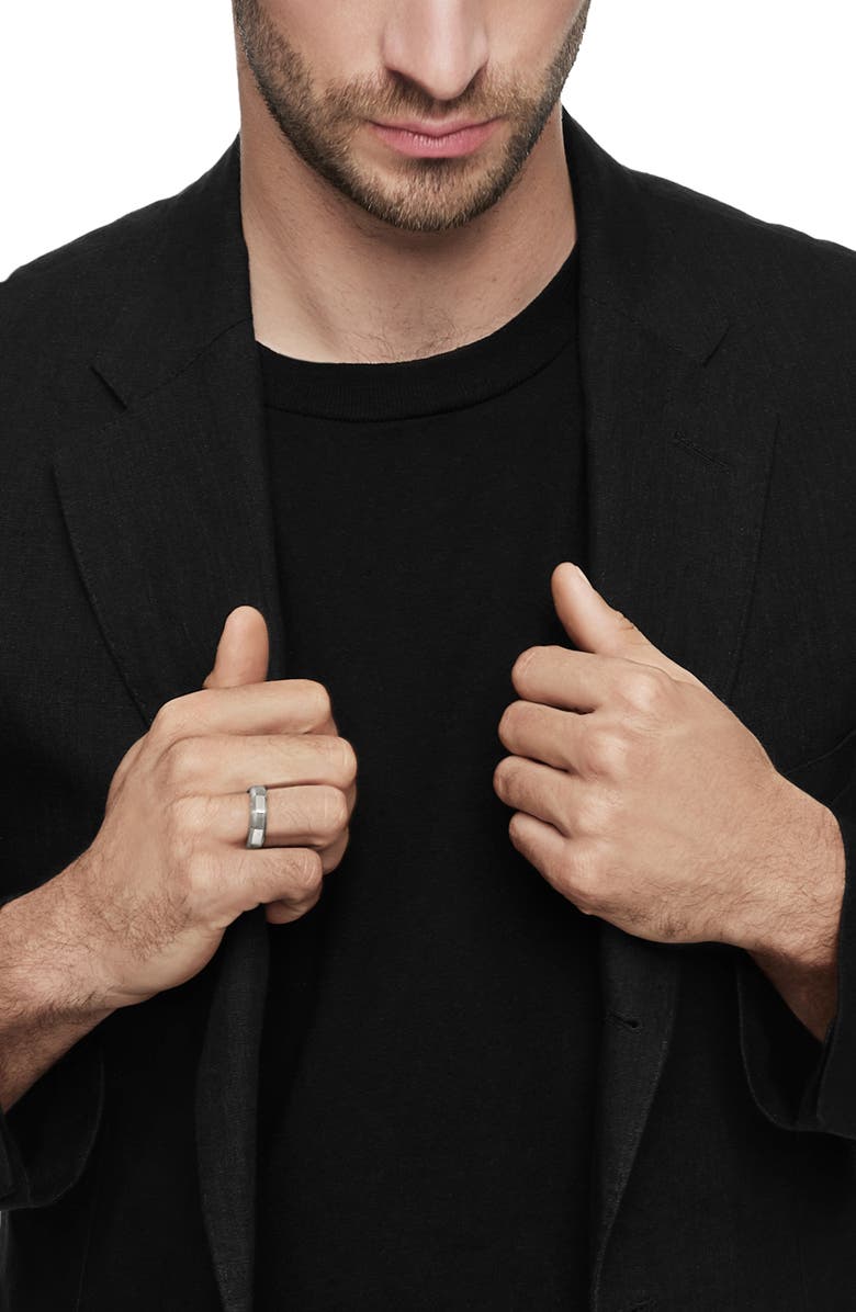 David Yurman Men's Faceted Band Ring in 18K White Gold, Alternate, color, White Gold