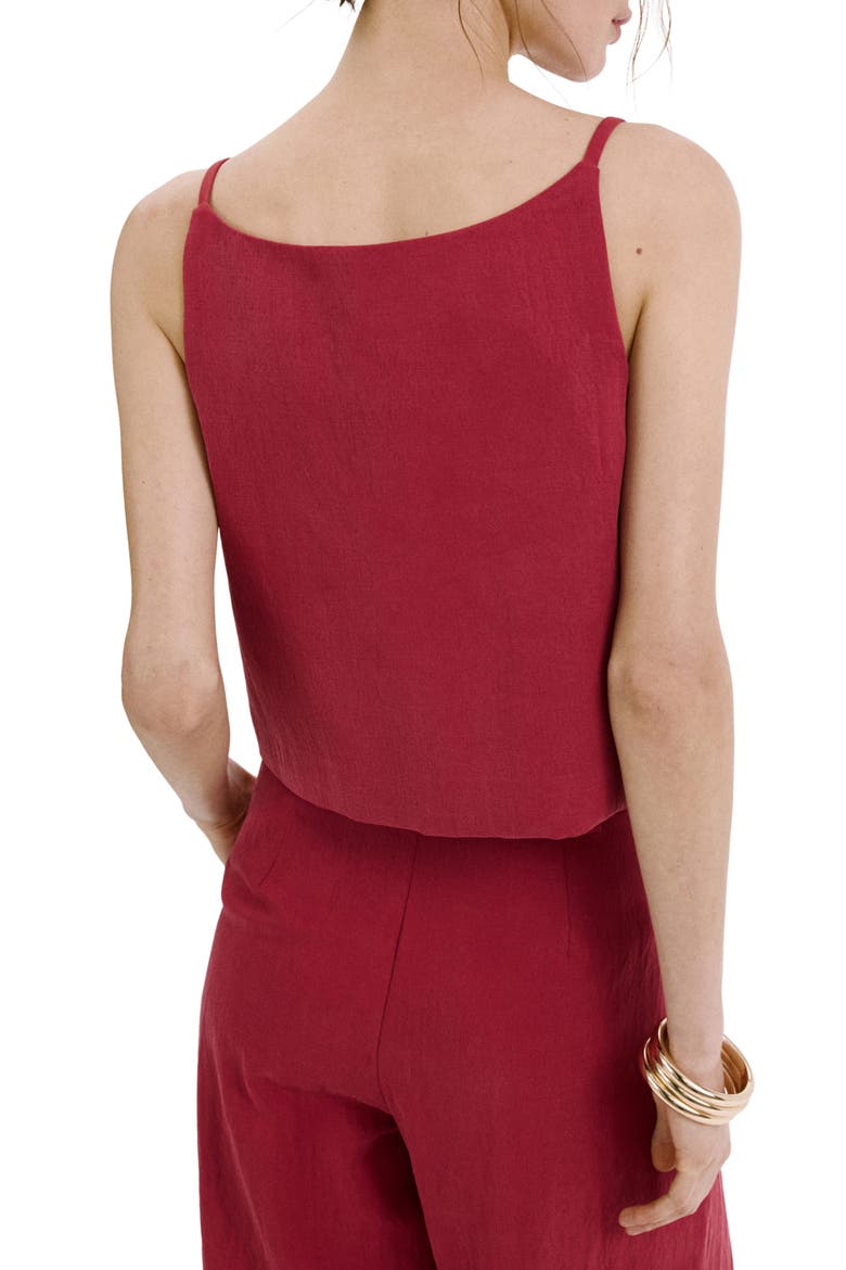 Square Neck Button Front Top, Alternate, color, RED