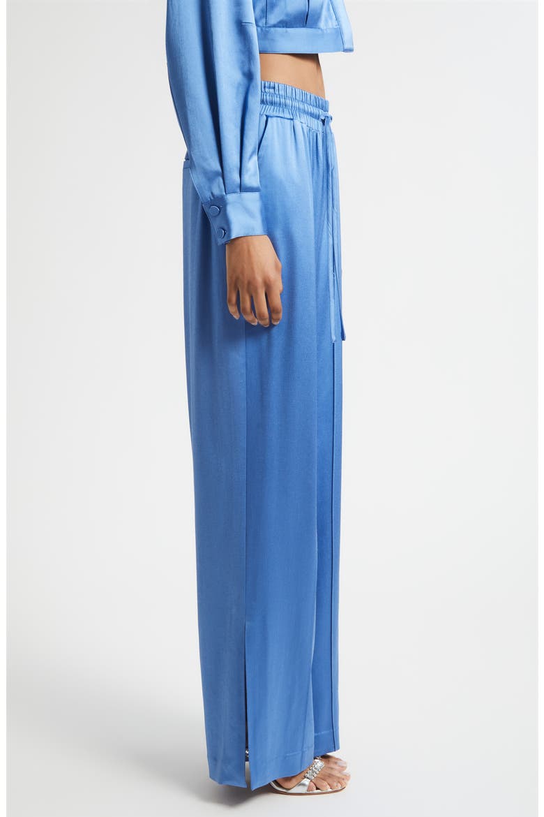 Damoni Wide Leg Satin Pants, Alternate, color, COBALT WAVE