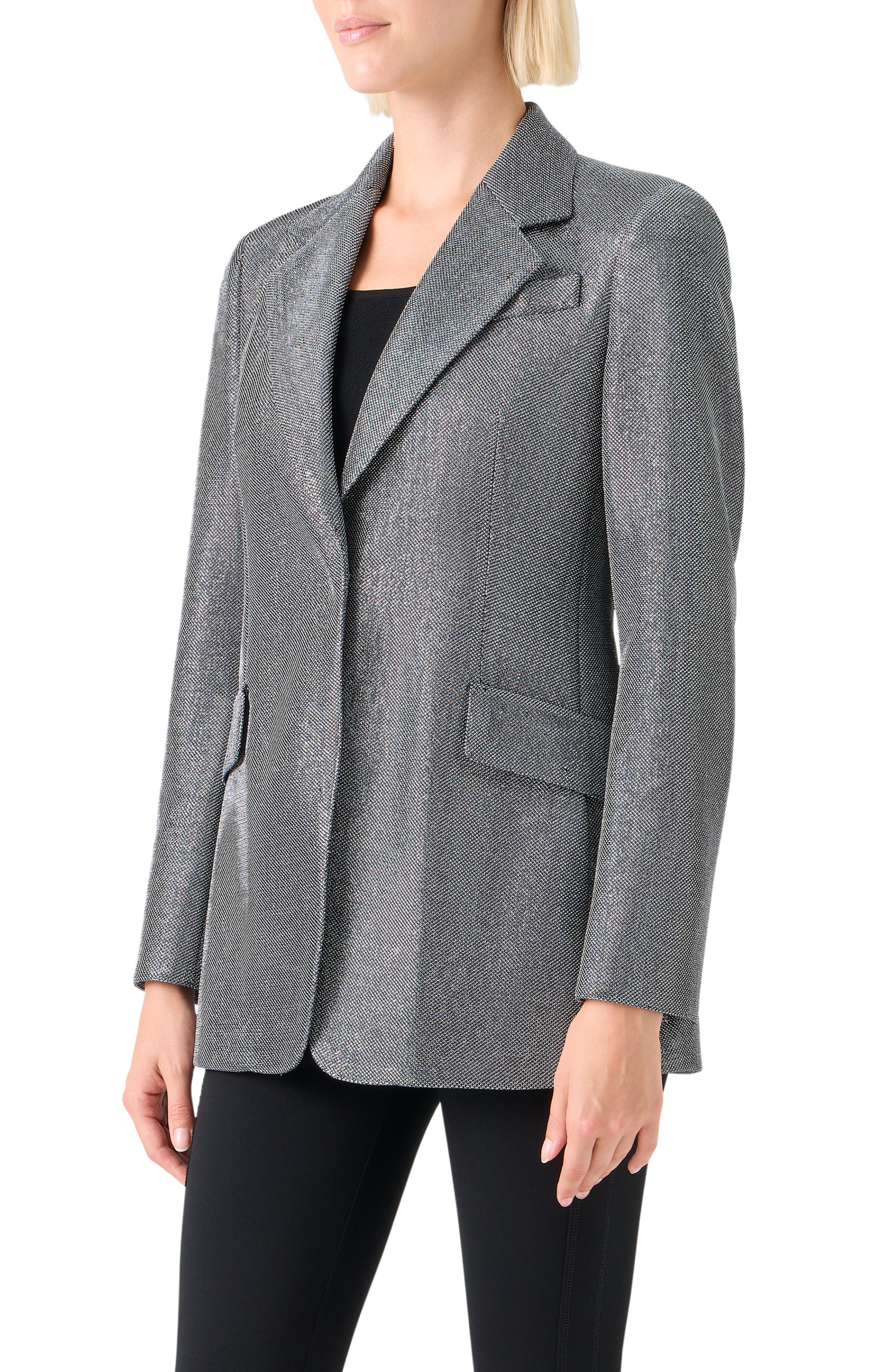 Akris punto Metallic Bird's Eye Knit Blazer (Women) | Nordstrom