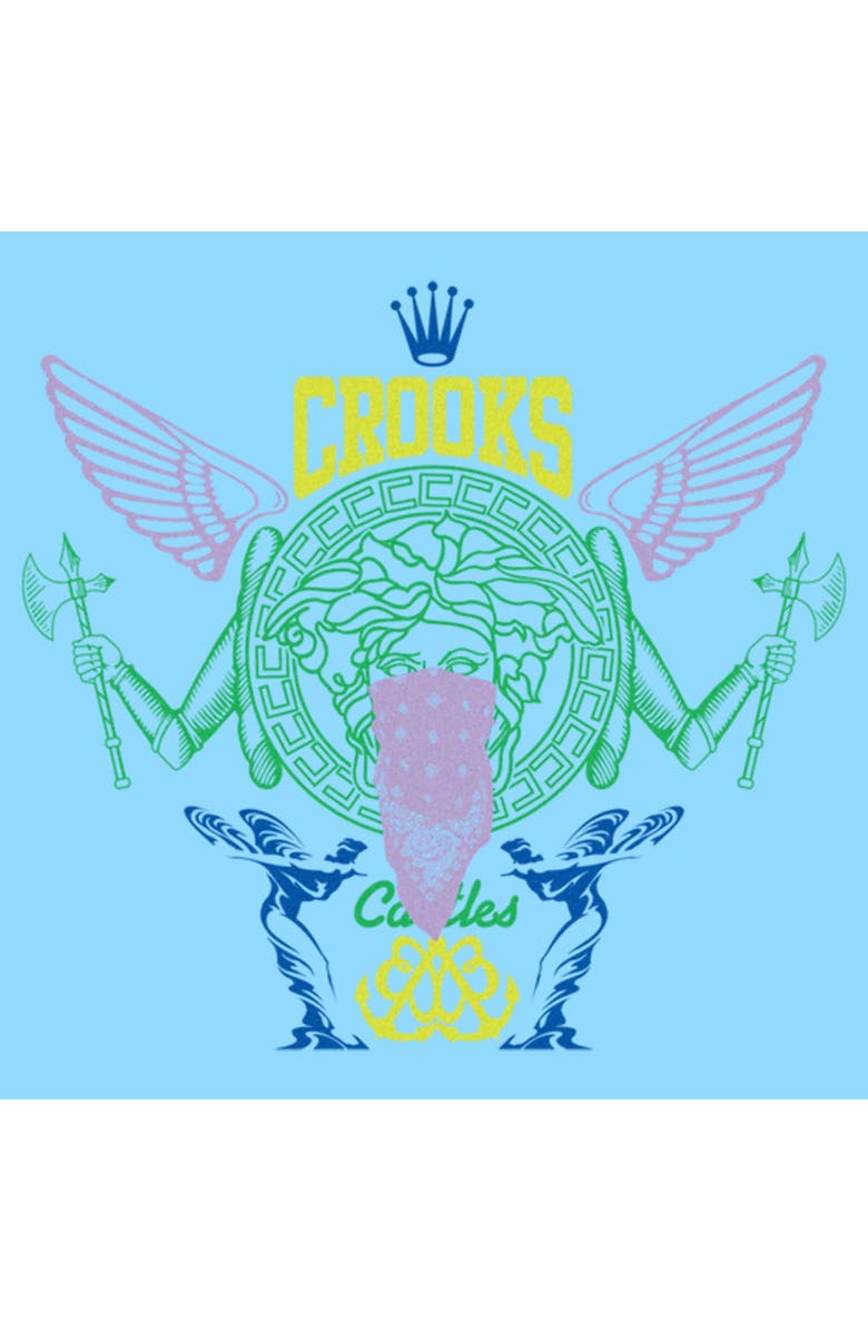 Crooks & Castles Men's Crooks & Castles Abstract Medusa Logo Graphic T-Shirt, Alternate, color, Light Blue