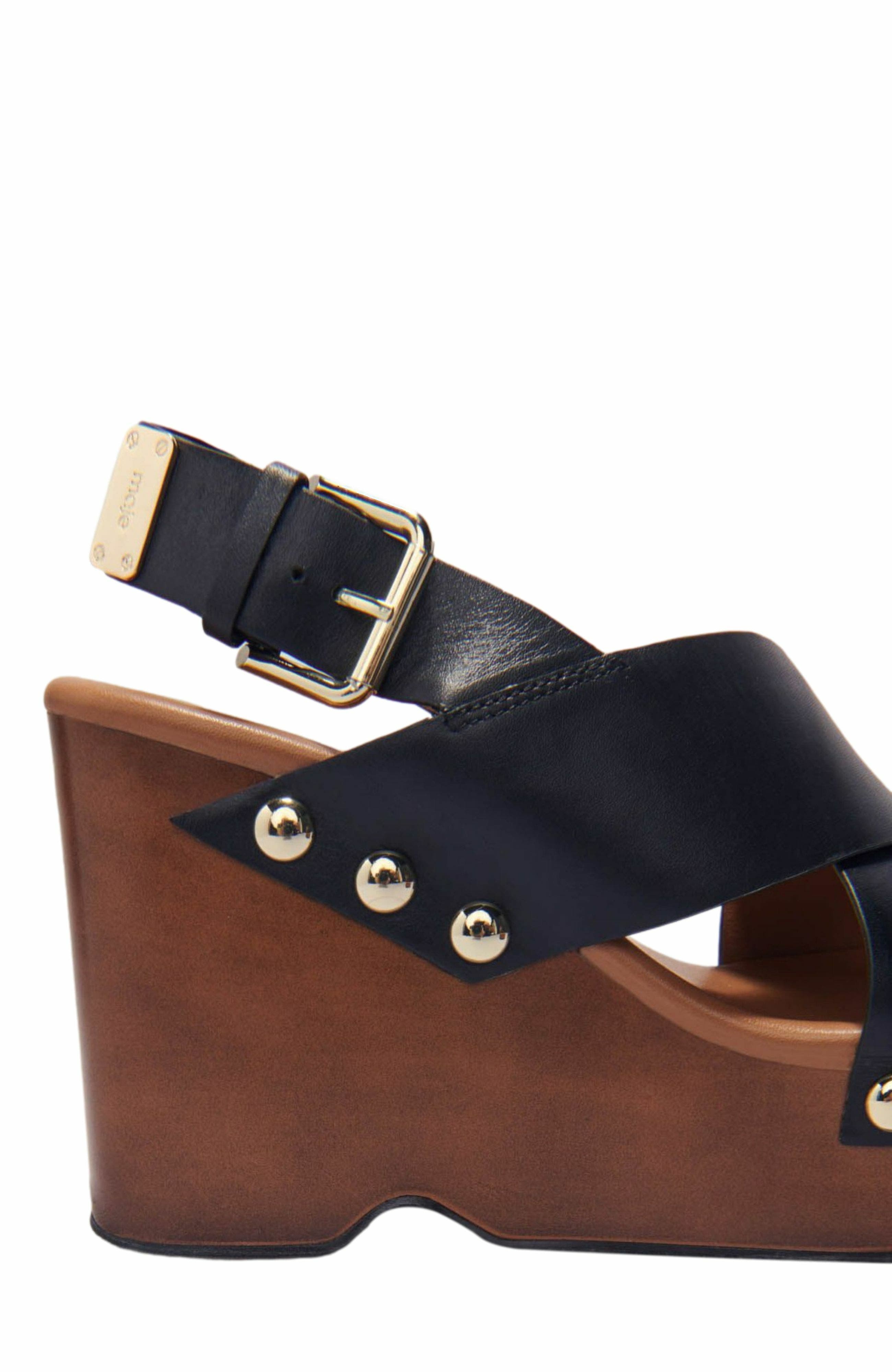 Leather platform sandals, Alternate, color, Black