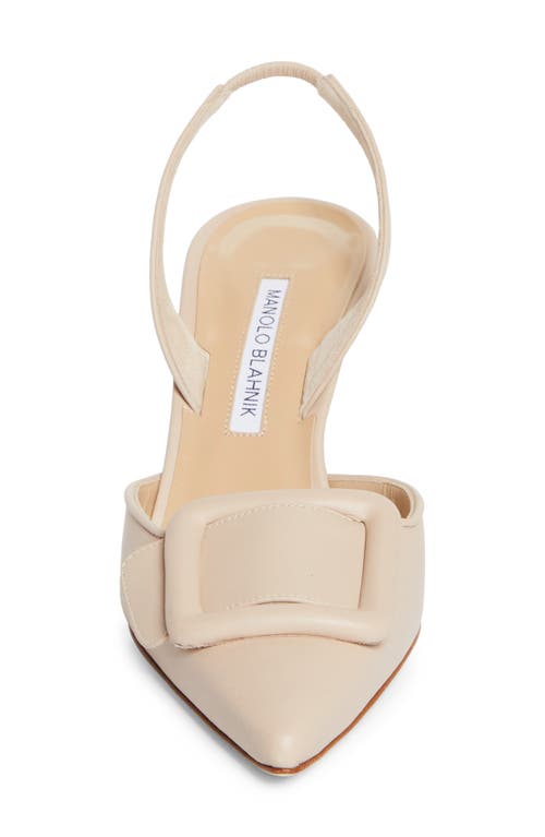 Manolo Blahnik Maysli Woven Buckle Slingback Pumps In Beige