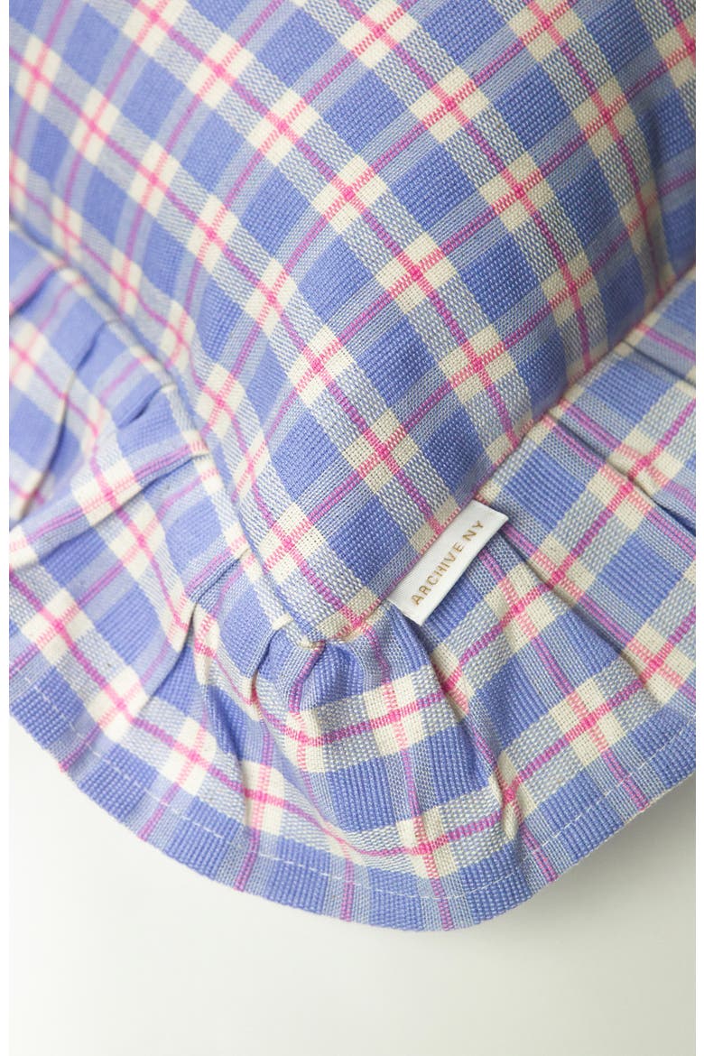Handwoven Classic Gingham Ruffle Cotton Throw Pillow, Alternate, color, Blue