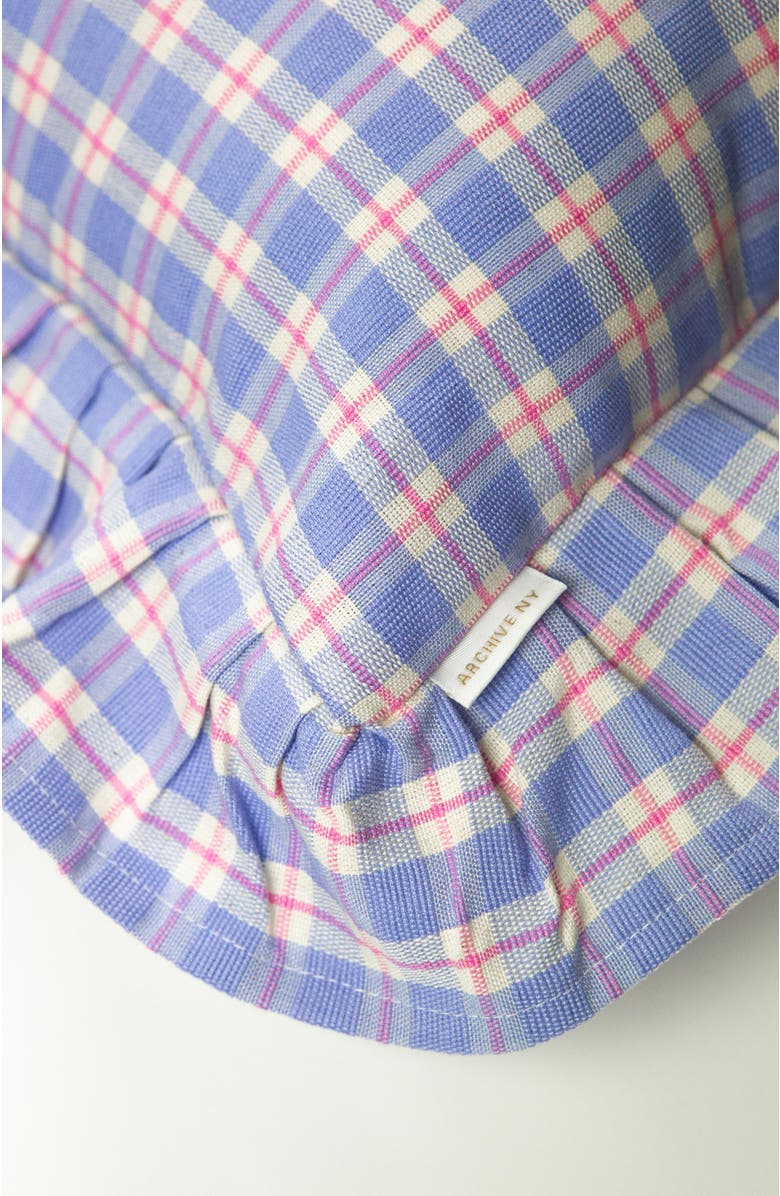 Archive New York Handwoven Classic Gingham Ruffle Cotton Throw Pillow, Alternate, color, Blue