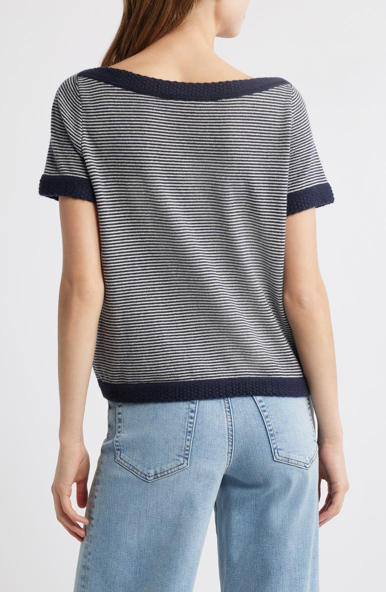 FRAME The Stripe Boat Neck Cashmere Sweater, Alternate, color, 