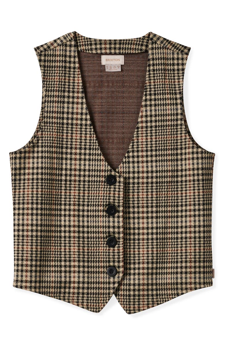 Brixton Plaid Relaxed Fit Vest, Alternate, color, Winter White/ Black Plaid