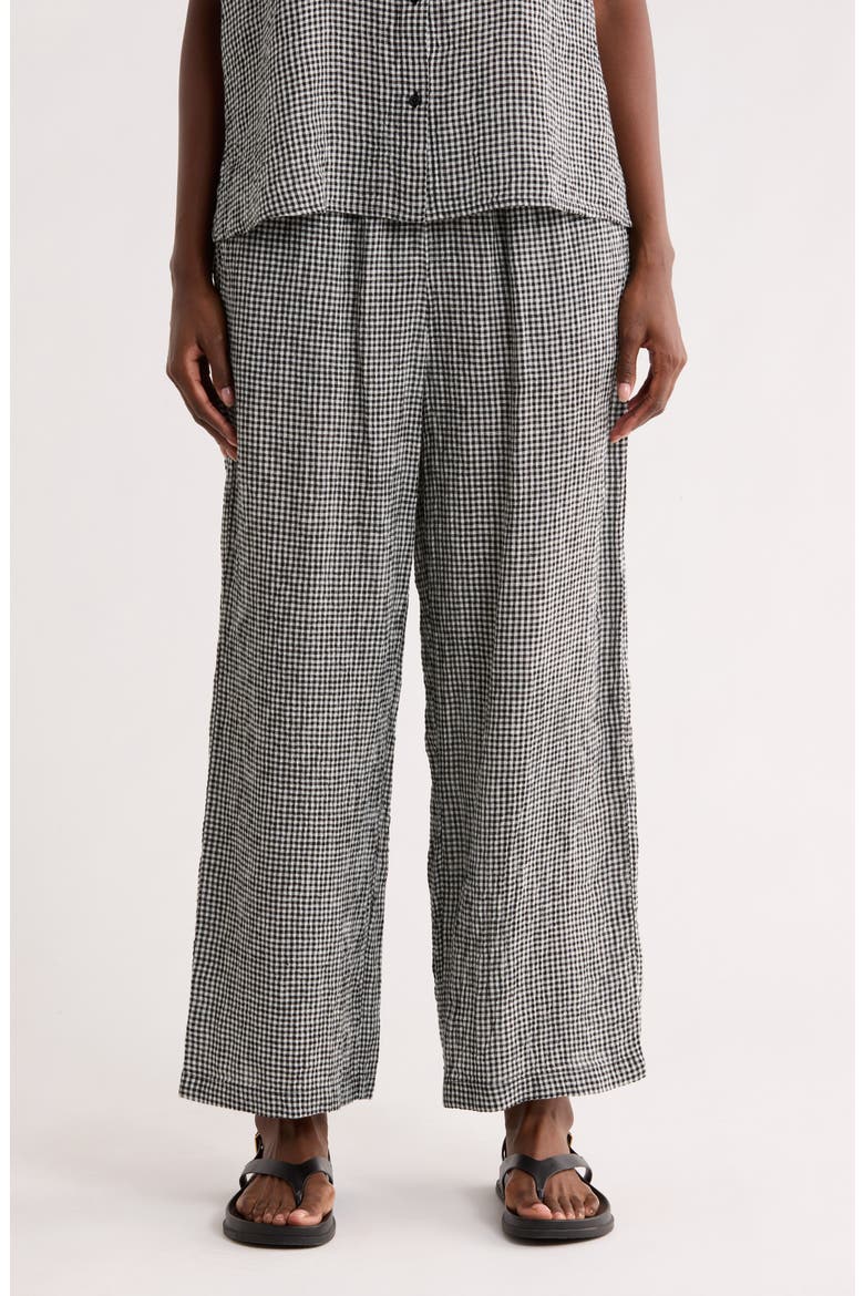 Gingham Wide Leg Organic Cotton Pants, Main, color, BLACK/ WHITE