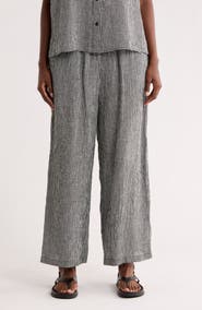 Eileen Fisher Gingham Wide Leg Organic Cotton Pants