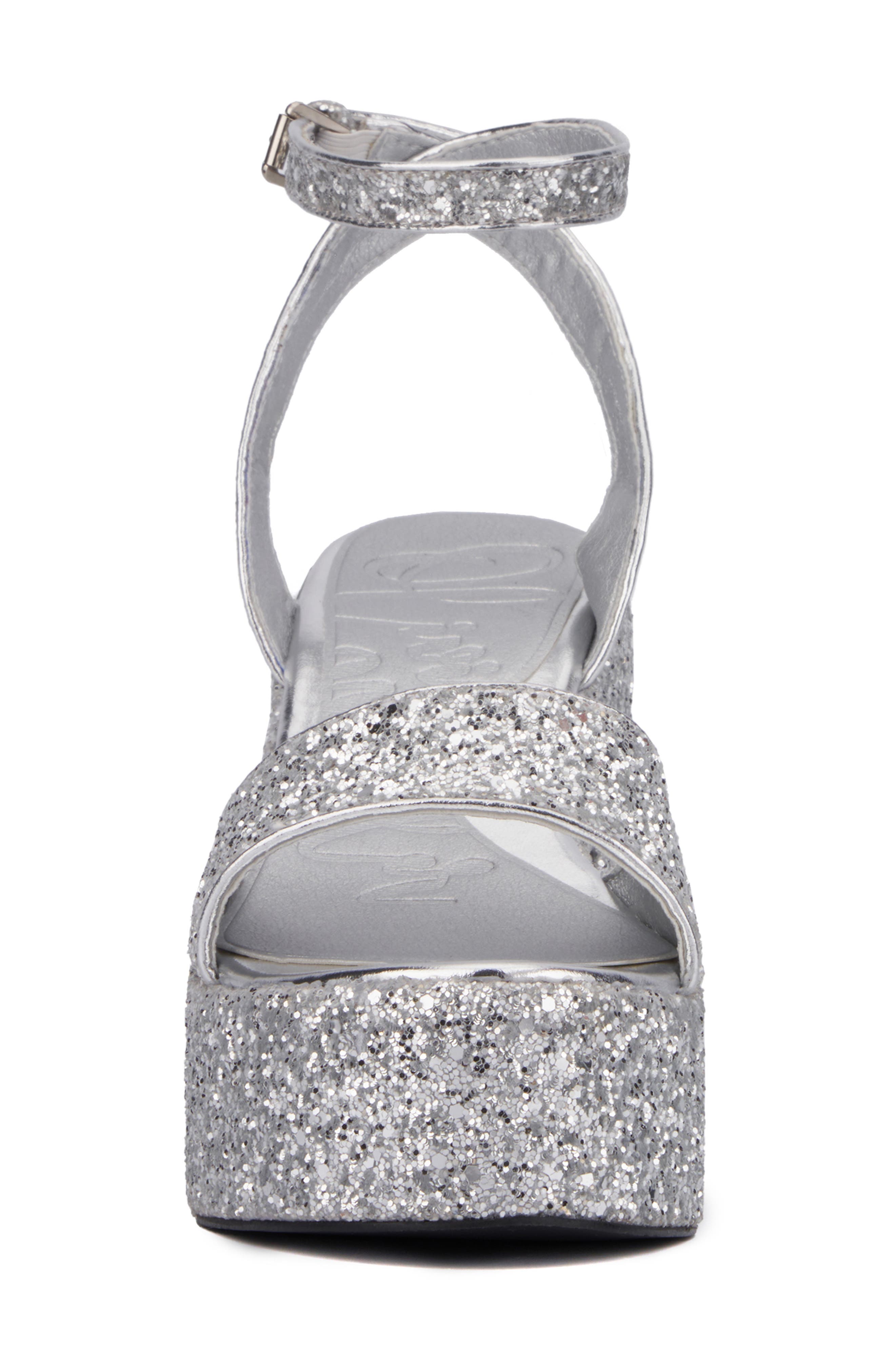 OLIVIA MILLER Capricorn Glitter Platform Sandal, Alternate, color, Silver Glitter
