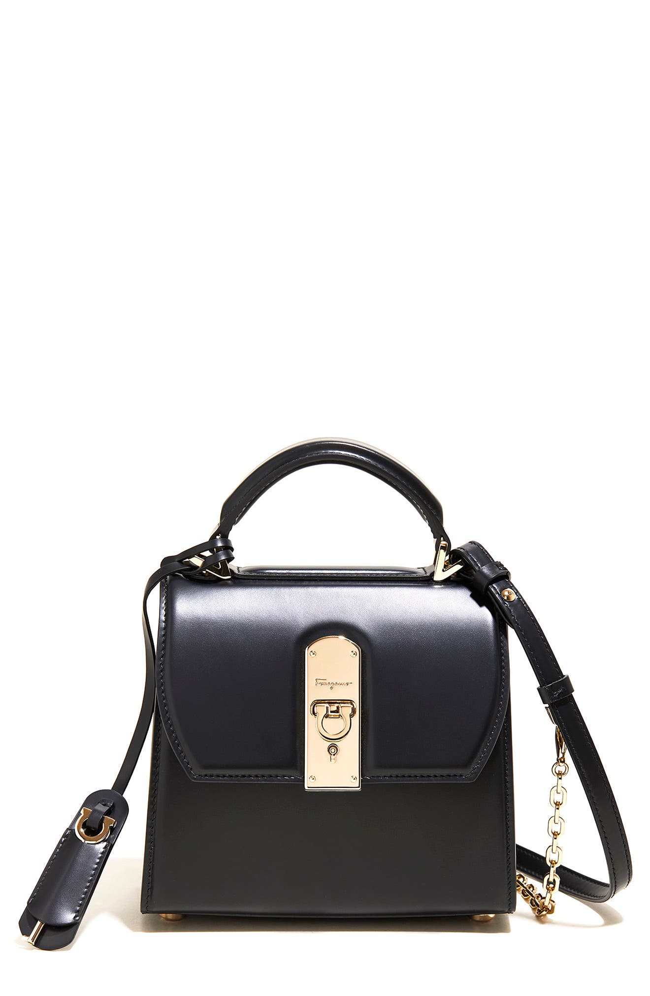 FERRAGAMO Salvatore Ferragamo Small Boxyz Leather Satchel, Main, color, 