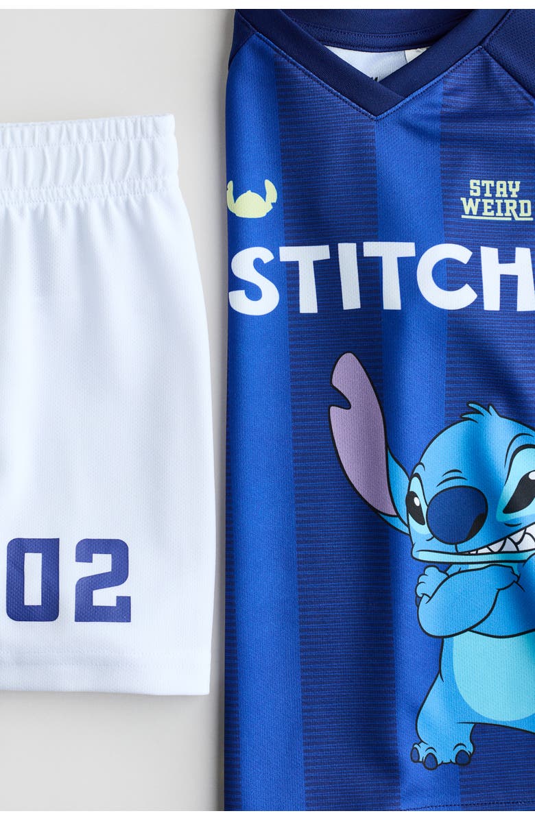 H&M 2-piece soccer set, Alternate, color, Bright Blue/Lilo & Stitch