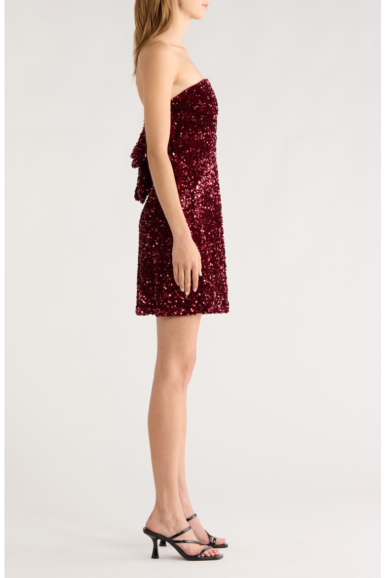 Strapless Sequin Minidress, Alternate, color, WINE