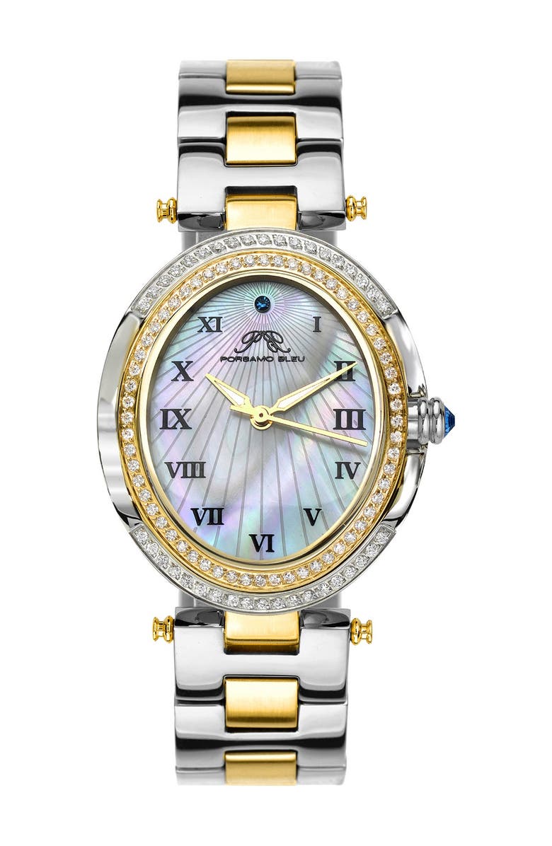 PORSAMO BLEU Women's South Sea Oval Swarovski Crystal Bracelet Watch, 30.75mm, Main, color, 