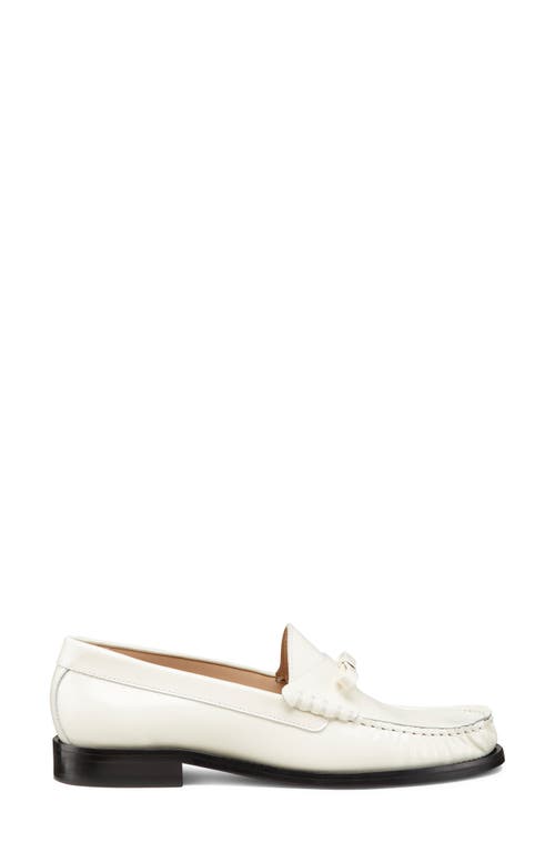 Stuart Weitzman Lottie Leather Bow Loafers In Cream