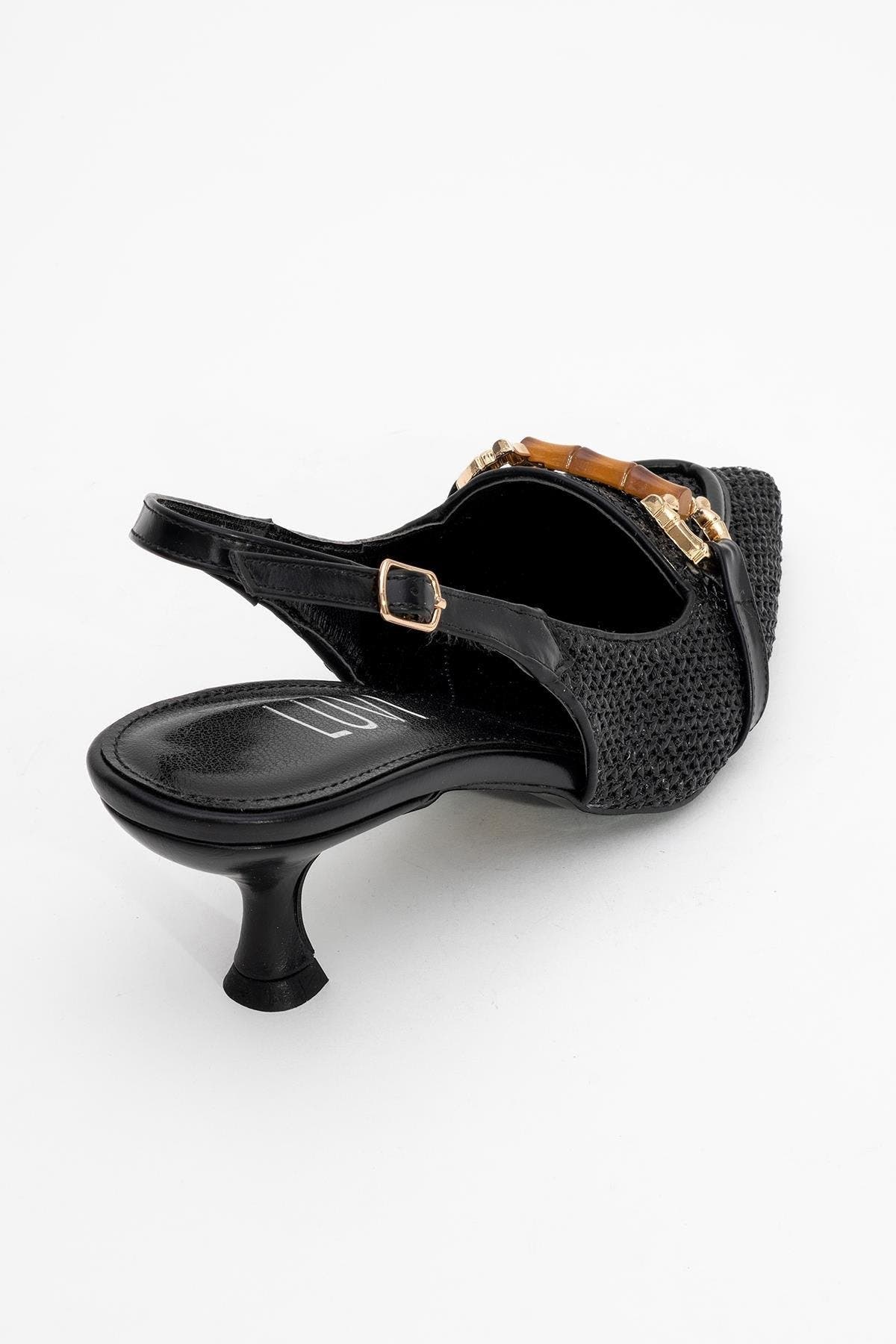 Prologue Shoes Osca Pointed Toe Buckled Slingback Pump, Alternate, color, Black