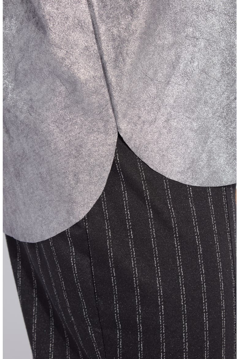 Connie Foil Faux Suede Shacket, Alternate, color, DISTRESS METALLIC SILVER