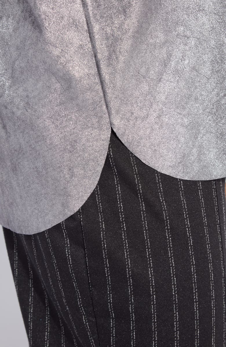 Lysse Connie Foil Faux Suede Shacket, Alternate, color, Distress Metallic Silver