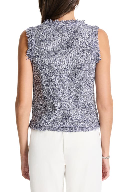 Nic + Zoe Nic+zoe Mixed Knit Fringe Trim Tank In Indigo Mix