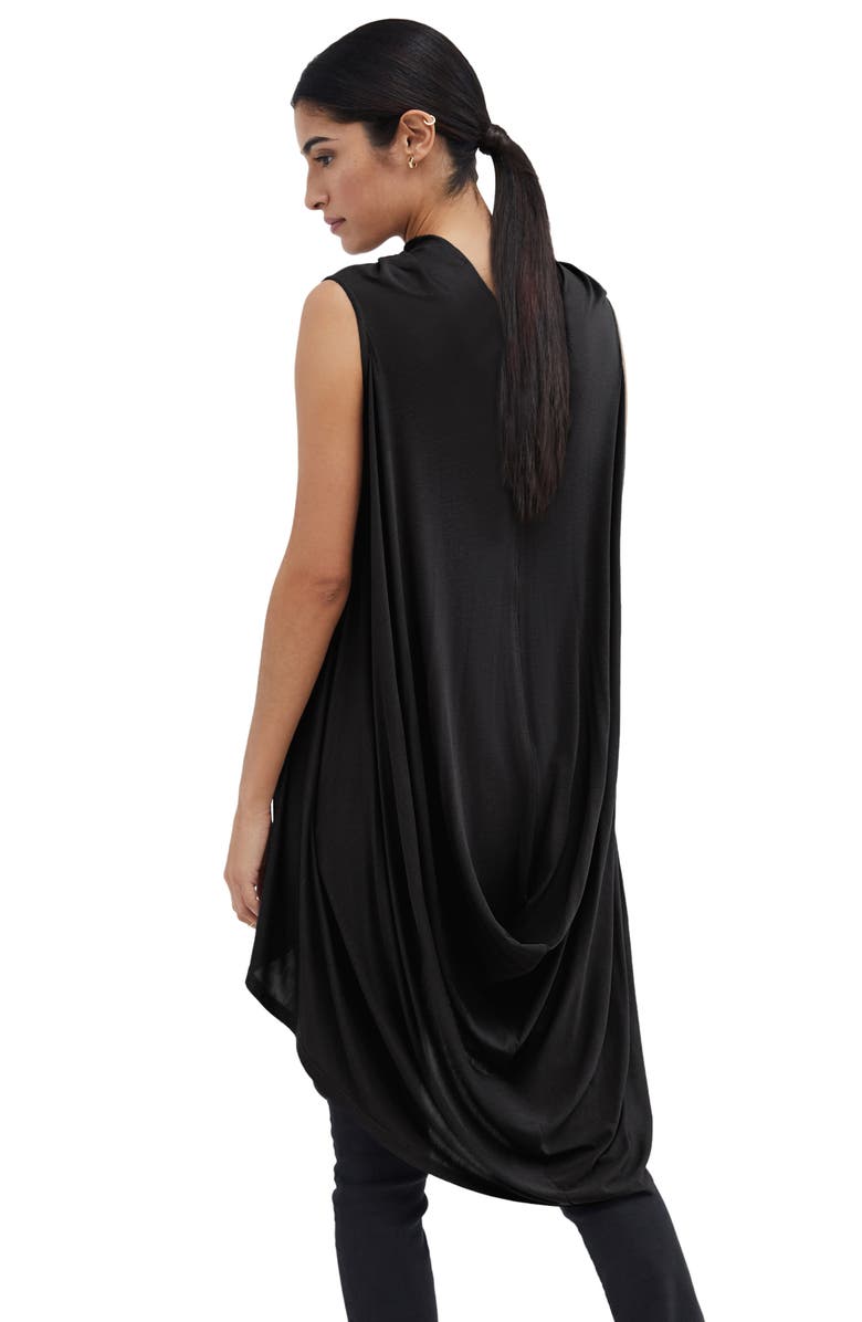 Marcella Ines Drape Sleeveless High-Low Tunic Top, Alternate, color, Black