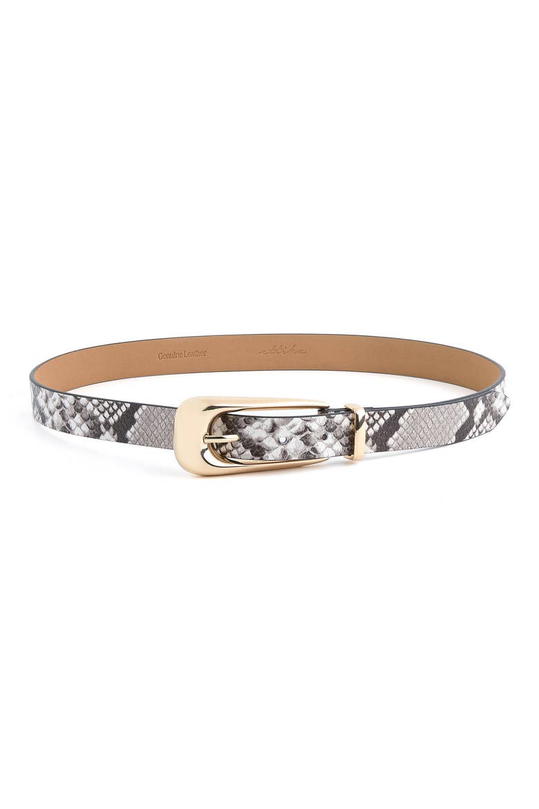 Leather Belt, Main, color, GREY SNAKE