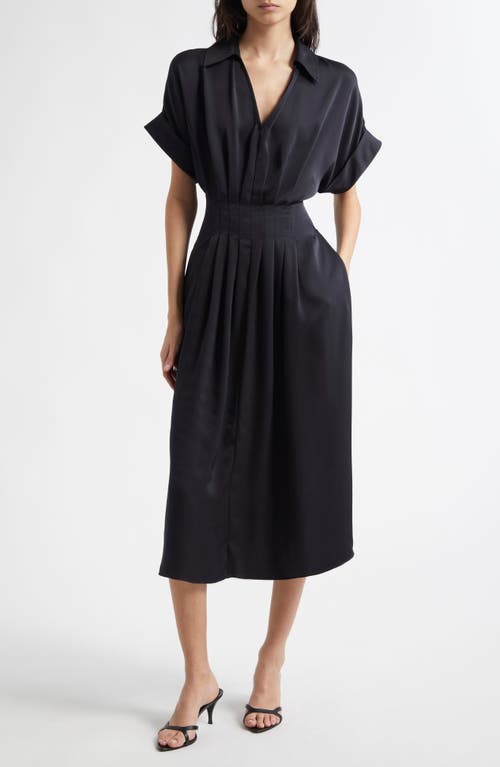 Ramy Brook Kayleigh Pleated Johnny Collar Dress In Black