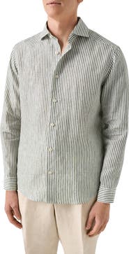 Eton Regular Fit Bengal Stripe Linen Dress Shirt
