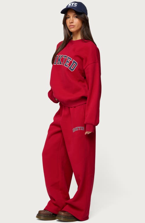 Edikted Major Wide Leg Sweatpants In Red