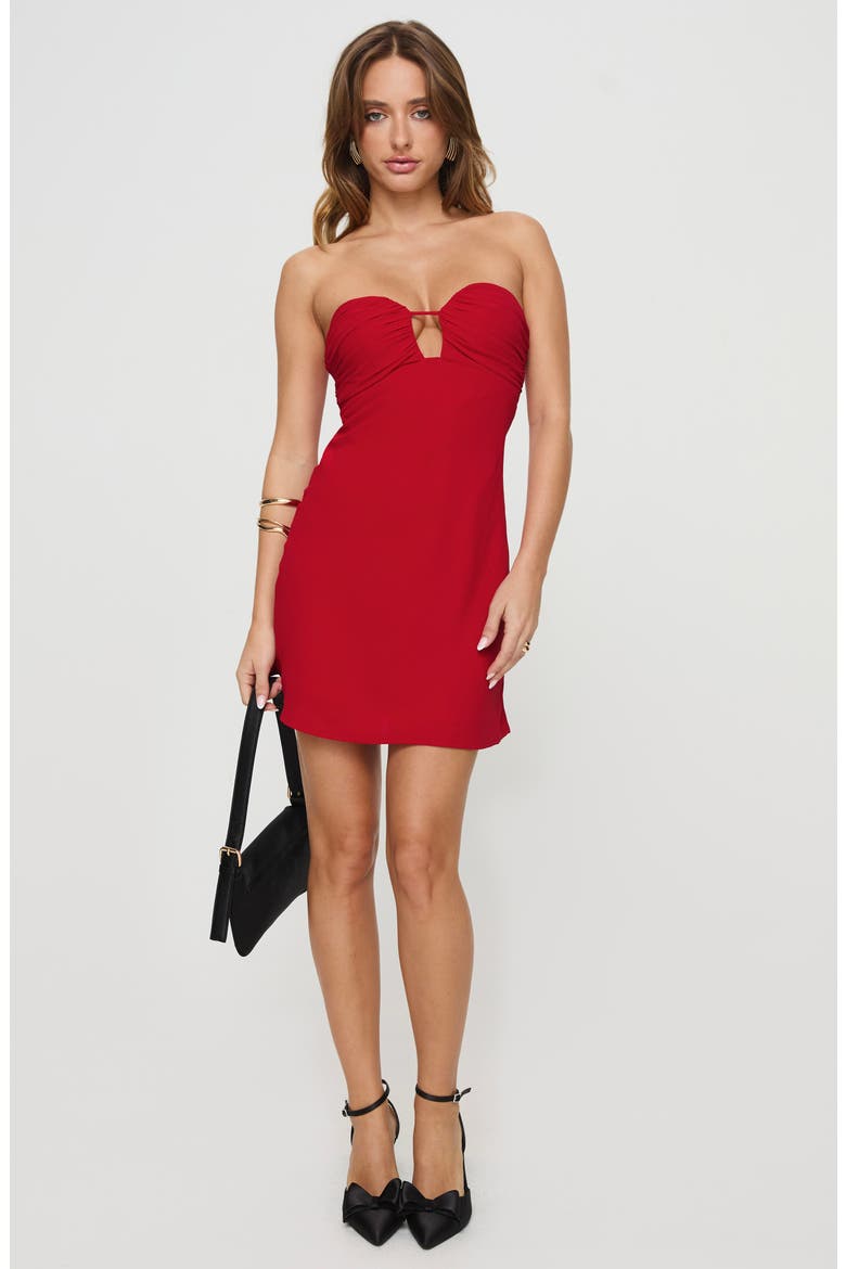 Cyprian Strapless Minidress, Alternate, color, RED