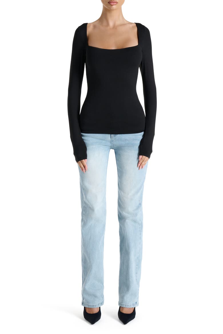Bare Square Neck Top, Alternate, color, BLACK