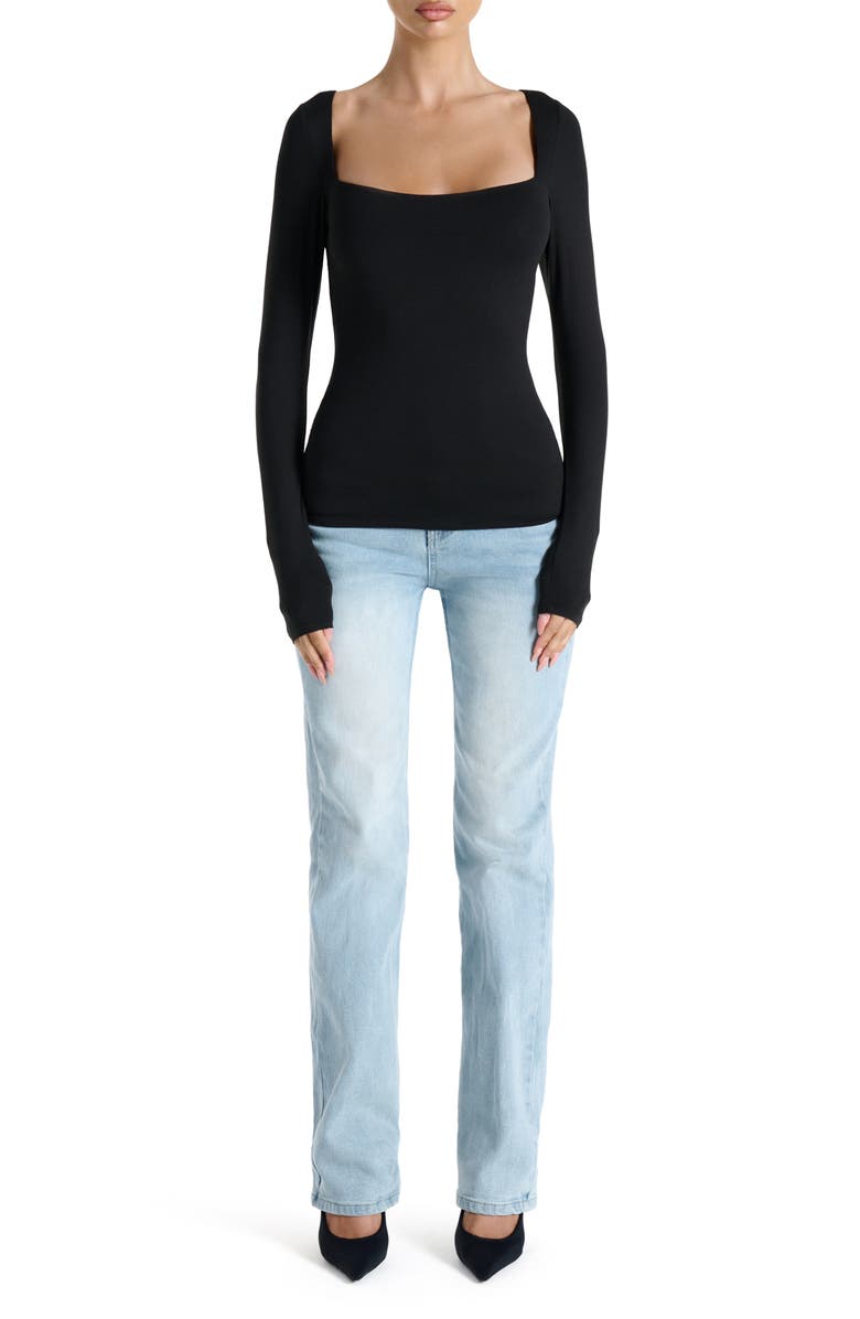 Naked Wardrobe Bare Square Neck Top, Alternate, color, Black