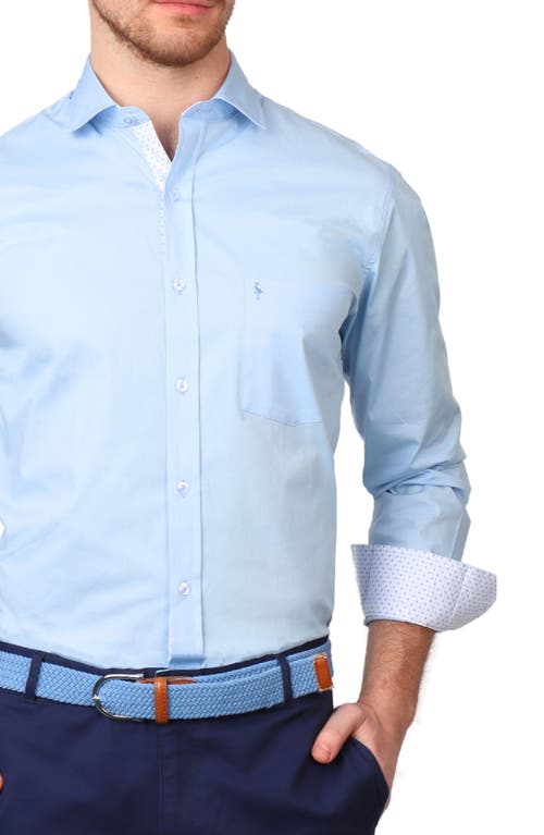 Tailorbyrd Stretch Cotton Button-up Shirt In Light Blue