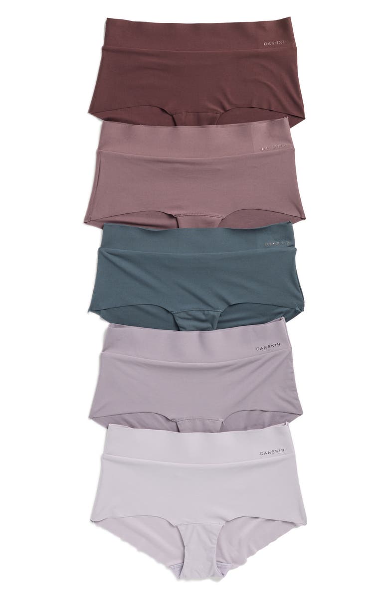 Danskin Assorted 5-Pack Brushed Microfiber Hipster Briefs, Main, color, 