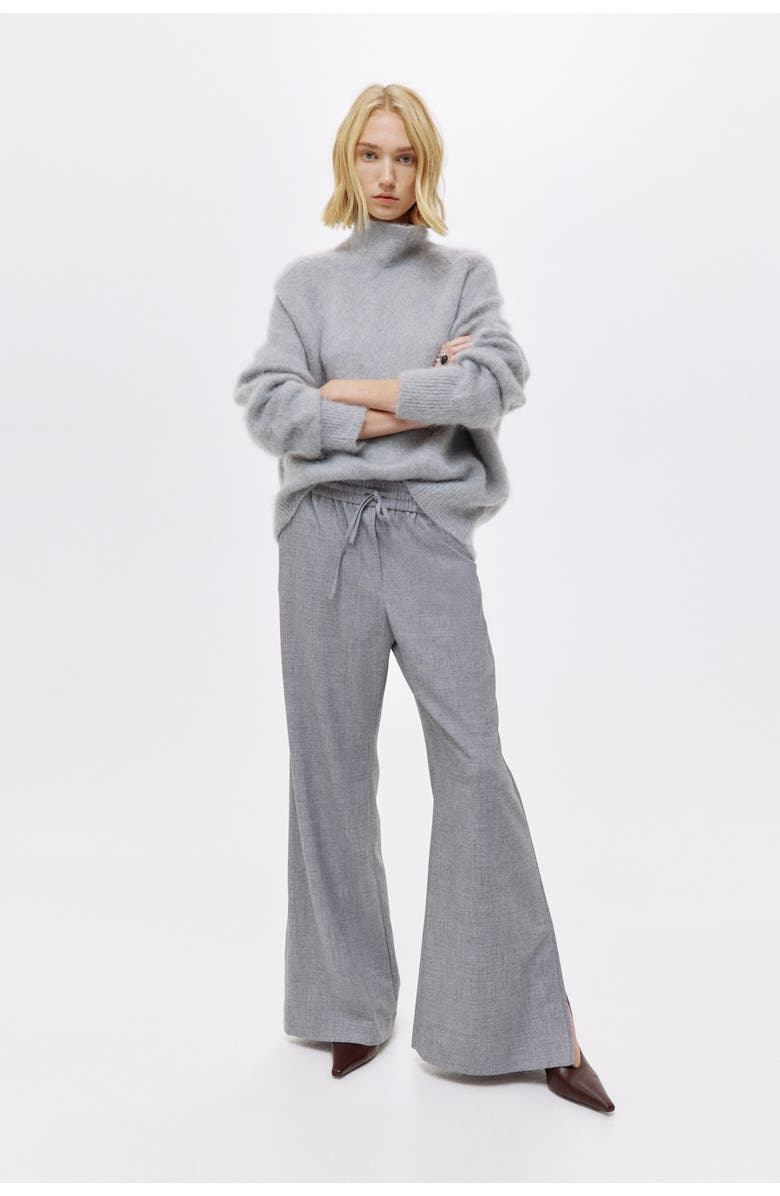 H&M Flared Drawstring Trousers, Alternate, color, Gray Melange
