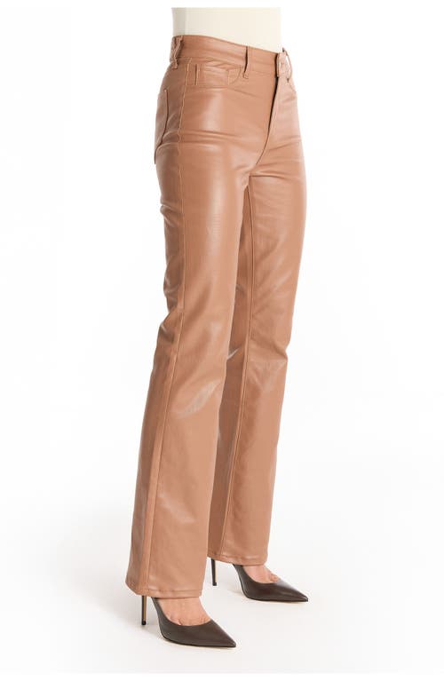The Noli Shop Aria Coated Flare Jean In Brown