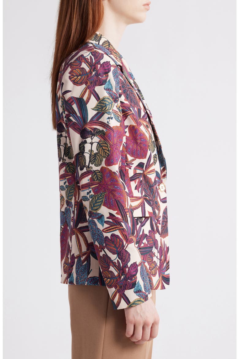 Print One-Button Blazer, Alternate, color, WILD BERRY TROPICAL
