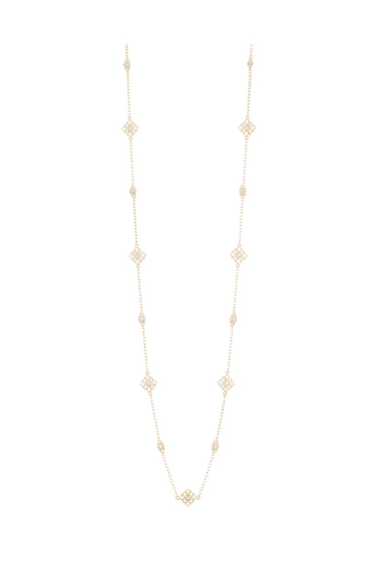 Judith Ripka 14K Gold Plated Sterling Silver Pink CZ Embellished Petite Station Chain 36" Necklace, Main, color,