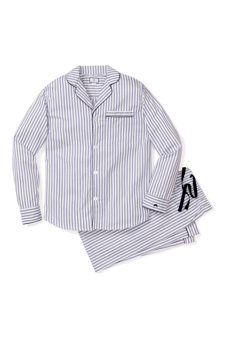 French Ticking Cotton Twill Pajamas, Alternate, color, NAVY