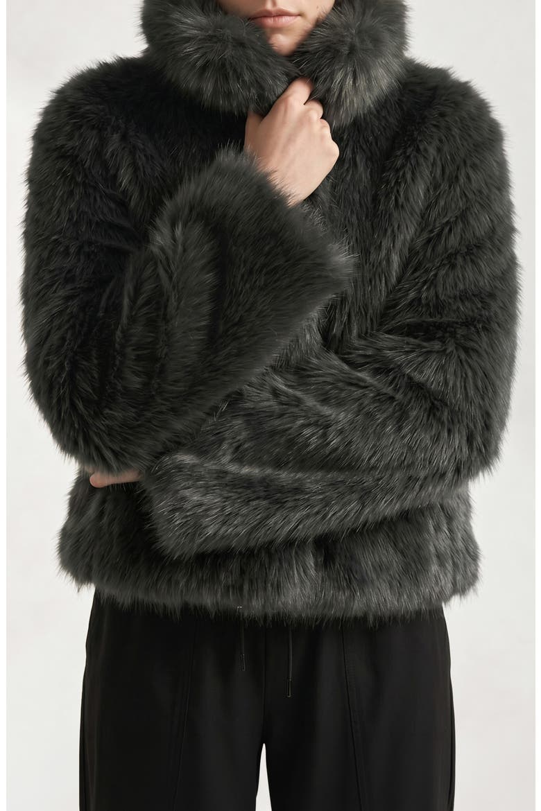 Milena Faux Fur Short Jacket, Alternate, color, DK GREY