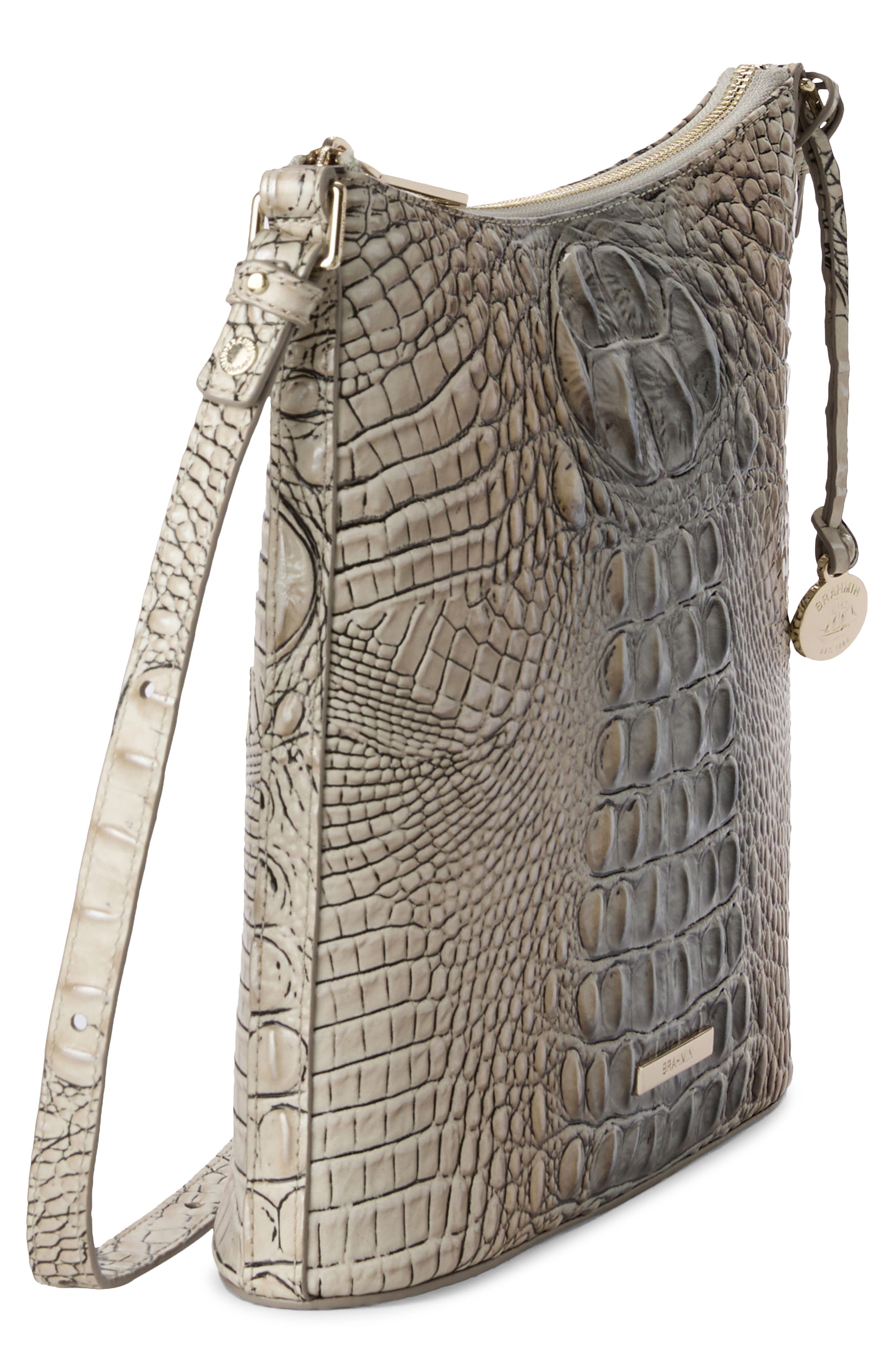 Katie Croc Embossed Leather Crossbody Bag, Alternate, color, FOSSILIZED