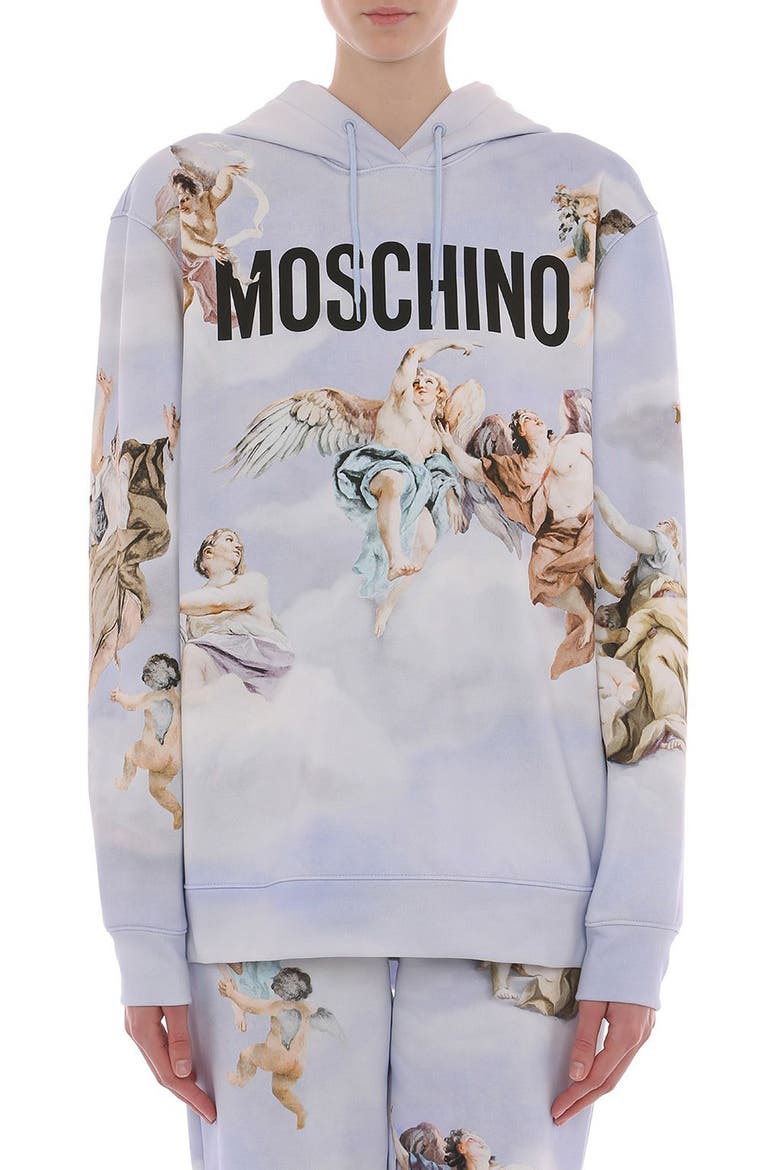 Fresco Print Logo Cotton Hoodie, Main, color, FANTASY PRINT LIGHT BLUE