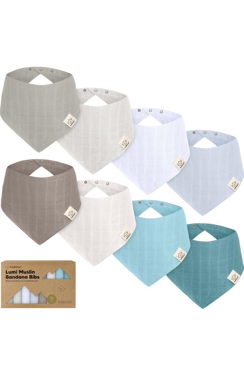 KeaBabies 8-Pack Lumi Muslin Bandana Bibs, Main, color, Nimbus