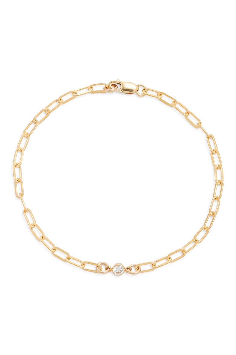 Everly Cubic Zirconia Paperclip Bracelet, Main, color, GOLD FILL