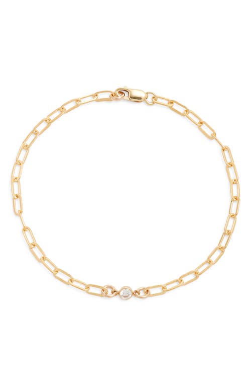 Nashelle Everly Cubic Zirconia Paperclip Bracelet In Gold Fill