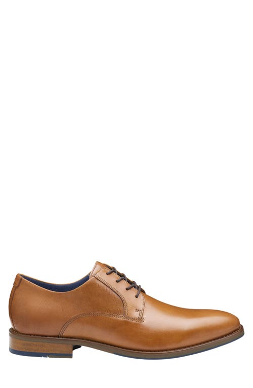 Johnston & Murphy Landry Plain Toe Derby In Tan Full Grain